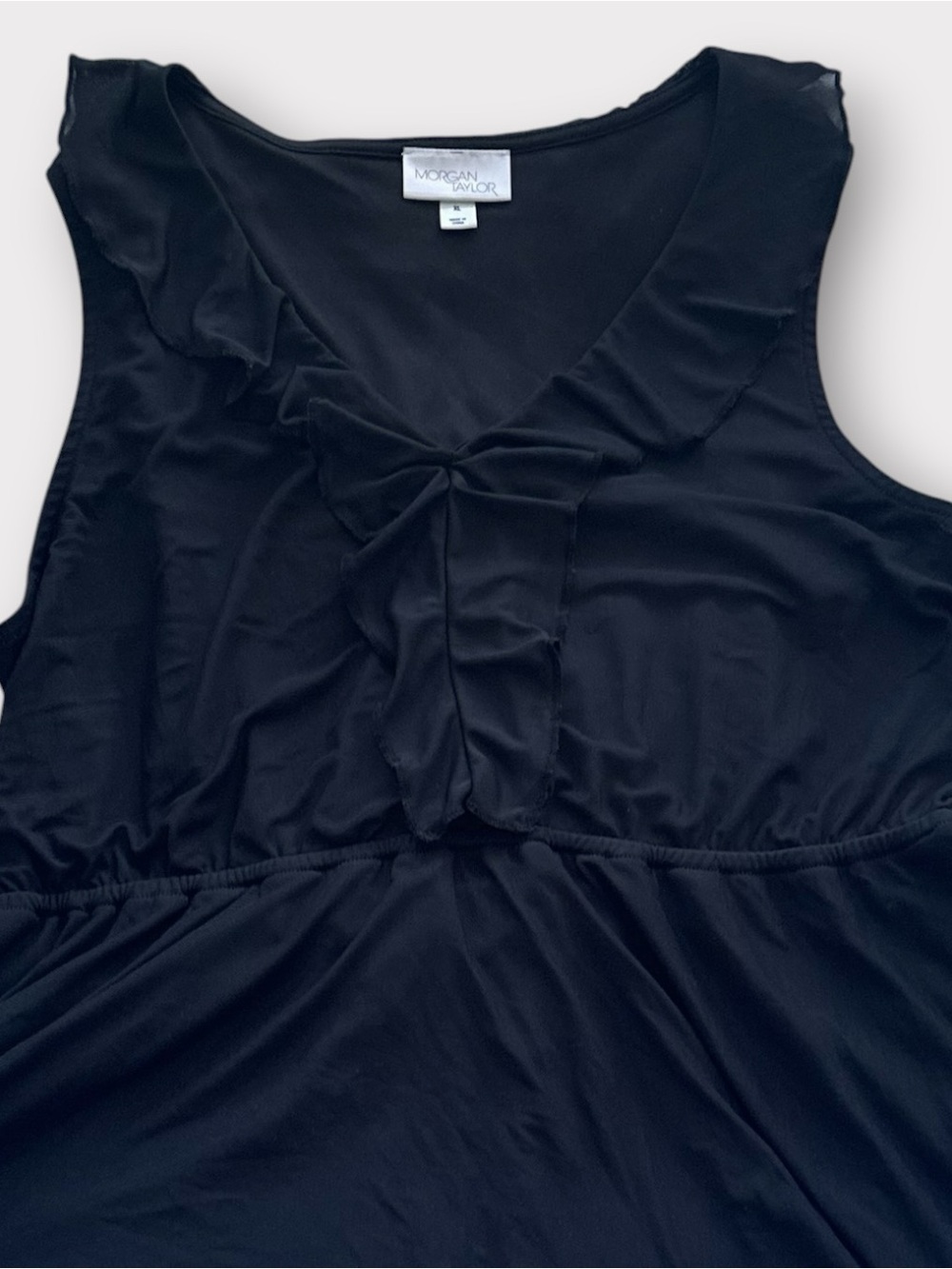 Morgan Taylor Black Ruffled V-Neck Peplum Tank - Picture 4 of 7